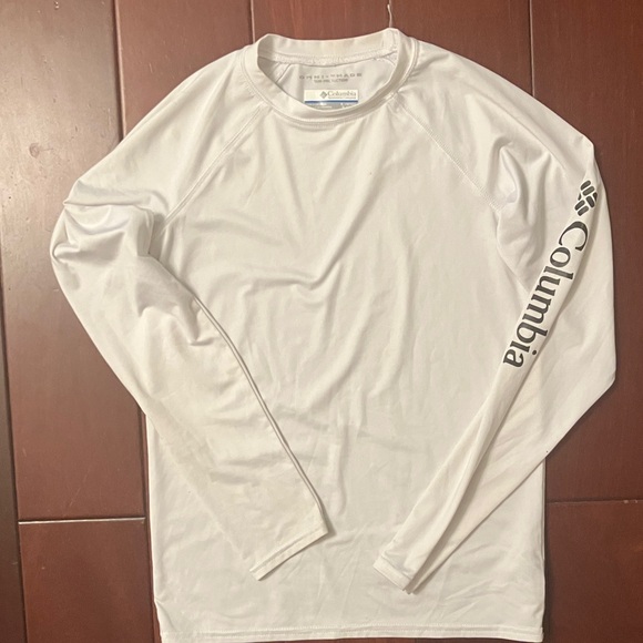 Columbia Men's White Long Sleeve Tee with Logo - Picture 1 of 2